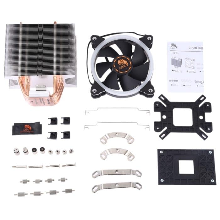 6 Kupferrohre CPU-Kühlkörper Hydrauliklager Kühlgebläse Leiser Lüfter mit RGB-bunten Lichtern 4-polig für Intel: LGA775 1150 1151 1155 1156 1366 2011 (AMD: FM1 FM2 AM2 AM3 + AM4) – Bild 8