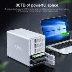 ORICO 9558U3 5-Bay USB 3.0 Typ-B Aluminium 3,5 Zoll SSD / SATA HDD-Gehäuse Speicher-Festplattenbox für Laptop-Computer-Desktop-PC, SSD / SATA (Black), SSD / SATA (Silver) – Bild 11