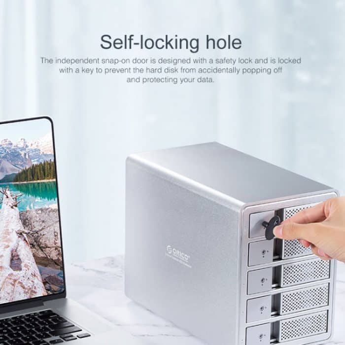 ORICO 9558U3 5-Bay USB 3.0 Typ-B Aluminium 3,5 Zoll SSD / SATA HDD-Gehäuse Speicher-Festplattenbox für Laptop-Computer-Desktop-PC, SSD / SATA (Black), SSD / SATA (Silver) – Bild 6