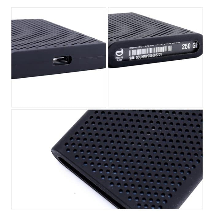 PT500 Kratzfeste All-Inclusive-Schutzhülle aus Silikon für tragbare Festplatten für Samsung Portable SSD T5, mit Lüftungsschlitzen, Black, Blue, Red, White – Bild 2