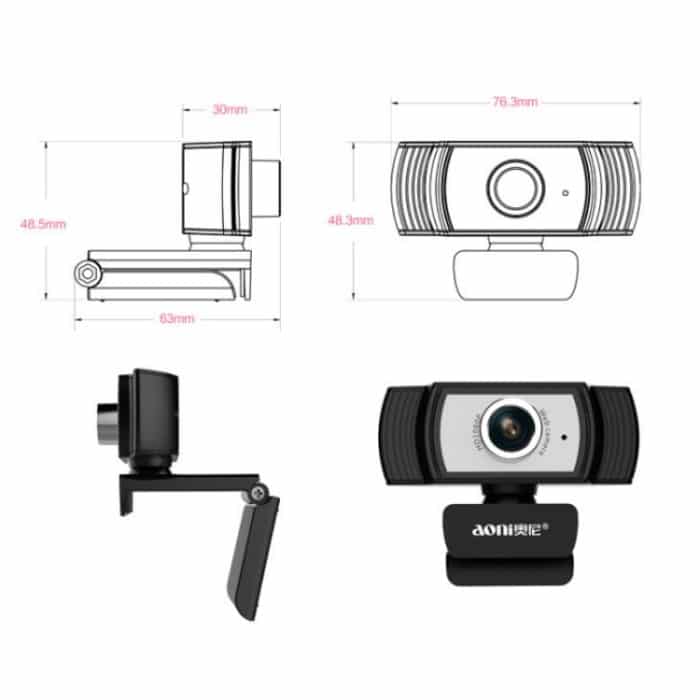 Aoni C33 Beauty FHD 1080P IPTV WebCam Telekonferenz Unterricht Live-Übertragung Computerkamera mit Mikrofon, Plug-and-Play ohne Laufwerk, C33 – Bild 4