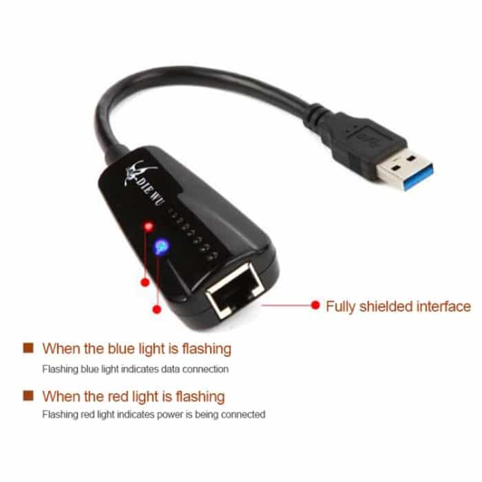 DIE WU TXA042 Realtek 8153 USB 3.0 zu Gigabit Ethernet RJ45 LAN 10/100 / 1000Mbps Netzwerkkartenadapter – Bild 3