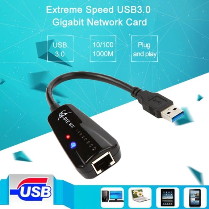 DIE WU TXA042 Realtek 8153 USB 3.0 zu Gigabit Ethernet RJ45 LAN 10/100 / 1000Mbps Netzwerkkartenadapter – Bild 5