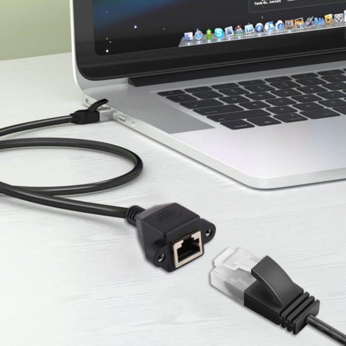 RJ45-Buchse auf CAT5E-Netzwerk-Verlängerungskabel für Panelmontage mit Schraubverschluss, Länge: 3 m, 3m – Bild 4