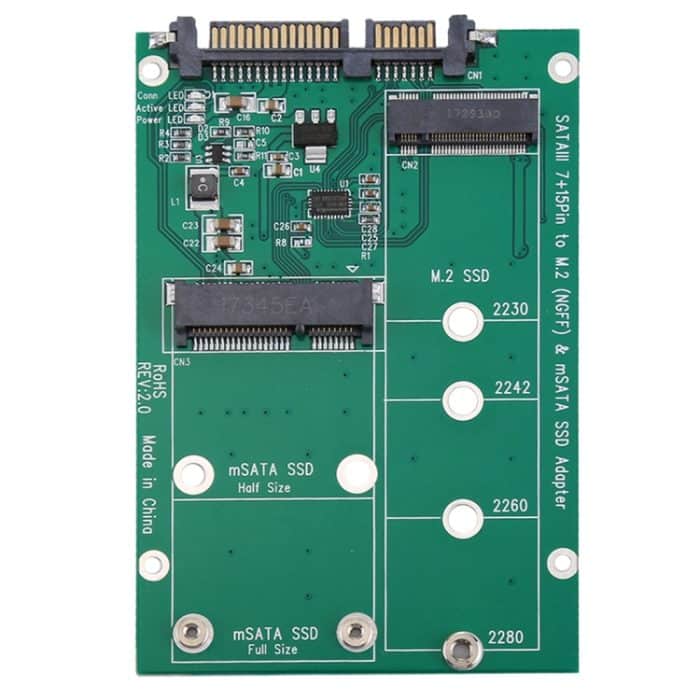 M.2 NGFF & mSATA SSD zu SATA III 7 + 15 Pin Adapter Konverter – Bild 2