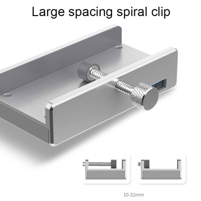 ORICO MH4PU Aluminiumlegierung 4 Ports USB 3.0 Clip-Typ-HUB mit 1 m USB-Kabel, Clip-Breitenbereich: 10–32 mm (schwarz), MH4PU(Black), MH4PU(Silver) – Bild 4