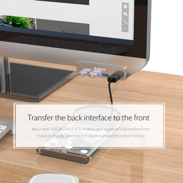 ORICO MH4PU Aluminiumlegierung 4 Ports USB 3.0 Clip-Typ-HUB mit 1 m USB-Kabel, Clip-Breitenbereich: 10–32 mm (schwarz), MH4PU(Black), MH4PU(Silver) – Bild 8
