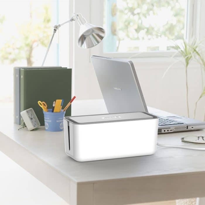 ORICO CMB-18 Trennendes Design ABS-Steckdose Aufbewahrungsbox für Stromkabel Manager mit Telefon- / Tablet-Halter für Schreibtisch, Wohnzimmer, Büro, Schlafzimmer – Bild 14