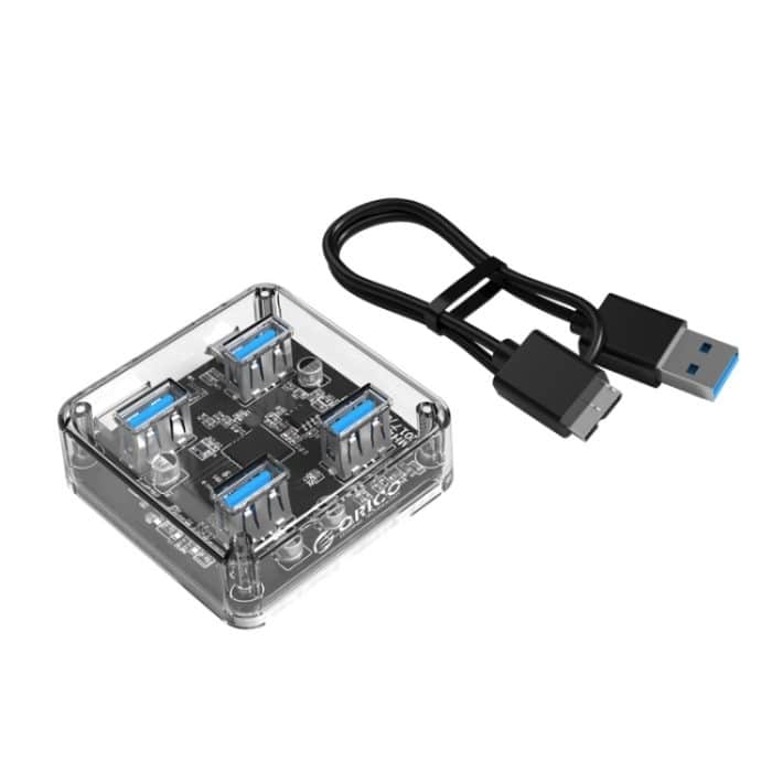 ORICO MH4U-30 USB 3.0 Transparenter Desktop-Hub mit 30 cm Micro-USB-Kabel – Bild 5