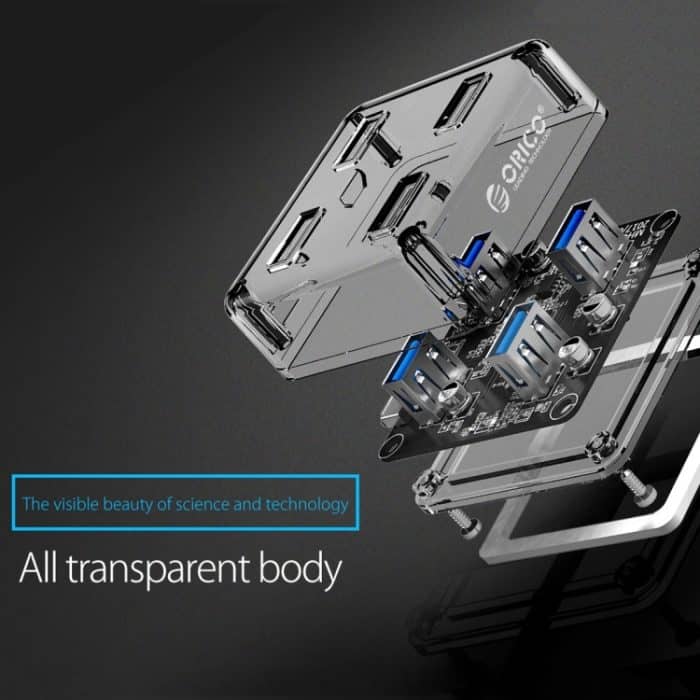 ORICO MH4U-30 USB 3.0 Transparenter Desktop-Hub mit 30 cm Micro-USB-Kabel – Bild 7