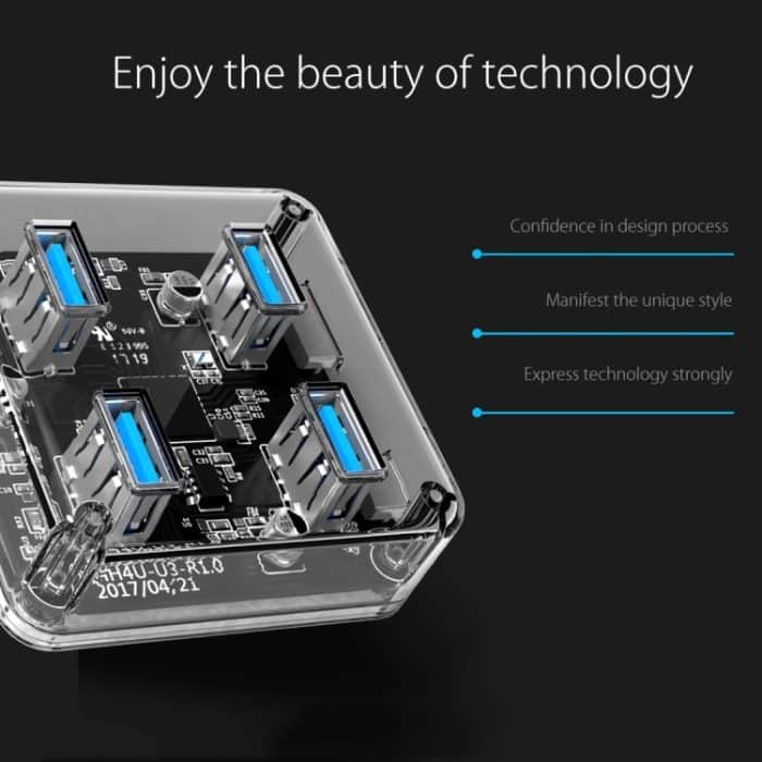 ORICO MH4U-30 USB 3.0 Transparenter Desktop-Hub mit 30 cm Micro-USB-Kabel – Bild 8