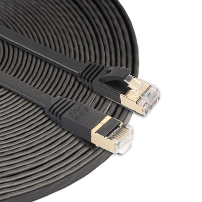 15 m langes, ultraflaches CAT7 10-Gigabit-Ethernet-Patchkabel für Modem-Router-LAN-Netzwerk – mit abgeschirmten RJ45-Anschlüssen, Length: 15m – Bild 1