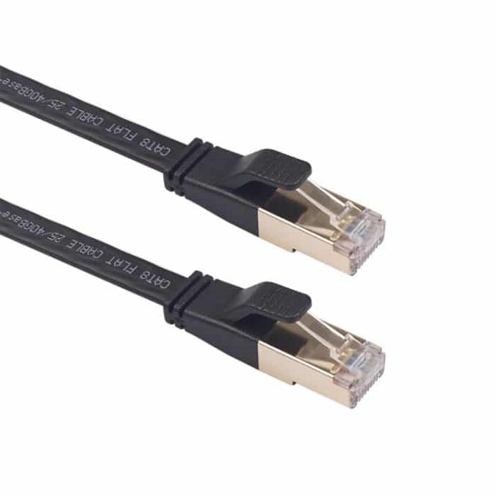CAT8-2 Double Shielded CAT8 Flat Network LAN-Kabel, Länge: 1 m – Bild 1