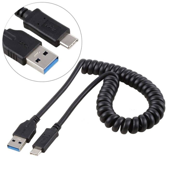 PC1398.jpg 1,5 m Hochgeschwindigkeits-USB 3.0-Stecker auf USB-C / Typ C-Stecker Einziehbares Federverlängerungskabel – Bild 1