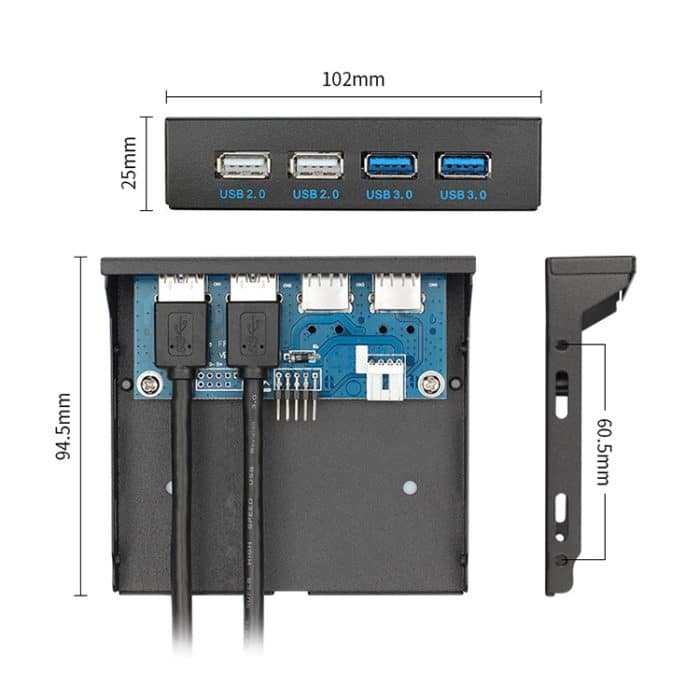 0,6 m 2 + 2 Ports USB 3.0 Frontplatte Datennabe – Bild 5