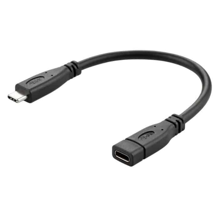 PC16618.jpg USB 3.1 Typ-C / USB-C-Stecker auf Typ-C / USB-C-Buchse-GEN2-Adapterkabel, Länge: 20cm – Bild 1