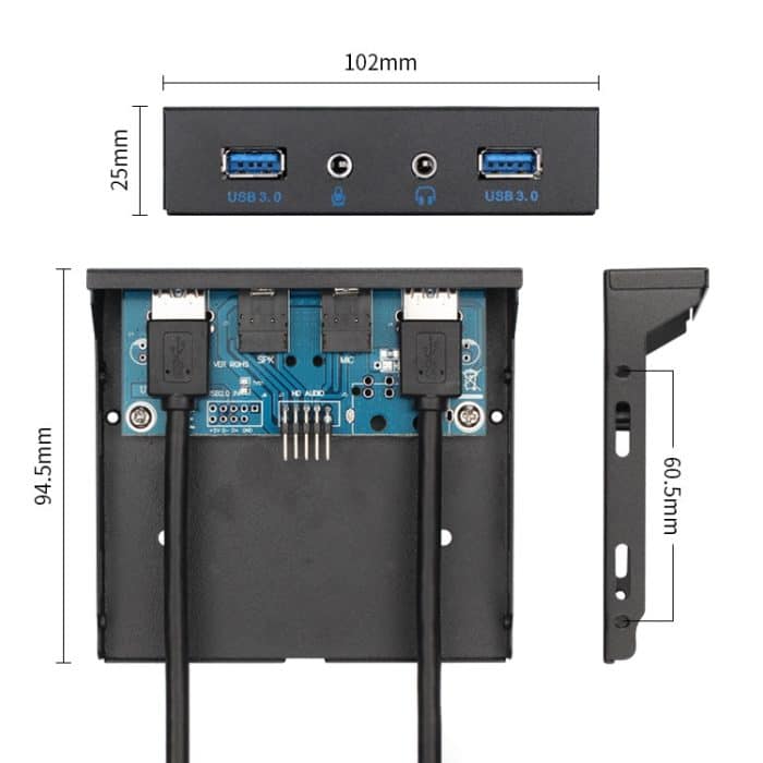 2 Ports + HD-Audio USB 3.0 Frontplatte Datennabe – Bild 4