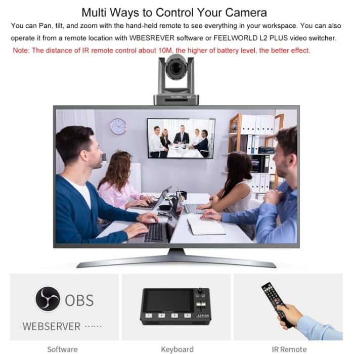 Feelworld Poe20x Simultane 20x Optical Zoom Live Streaming PTZ -Kamera, EU und US -Stecker – Bild 3