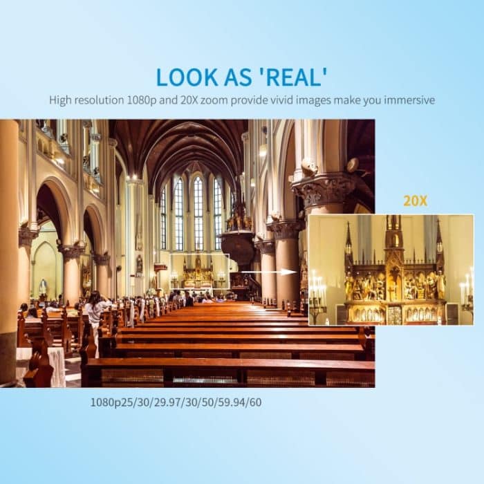 Feelworld Poe20x Simultane 20x Optical Zoom Live Streaming PTZ -Kamera, EU und US -Stecker – Bild 4