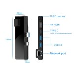 Rocketek SH869 100M RJ45 + HDMI + USB 3.0 x 2 + Typ-C x 2 HUB-Adapter – Bild 2
