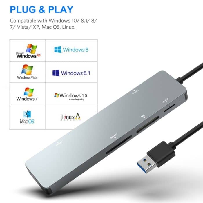 Rocketek CR308 USB3.0 Multifunktionskartenleser CF/CFast/SD/MS/TF-Karte 5 in 1 – Bild 6