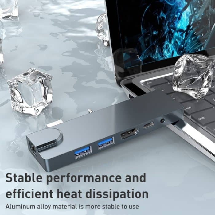 Rocketek SHL731 8 in 1 60W PD / RJ45 / 4K HDMI / USB 3.0 HUB Adapter für Surface Pro 3 / 4 / GO – Bild 6