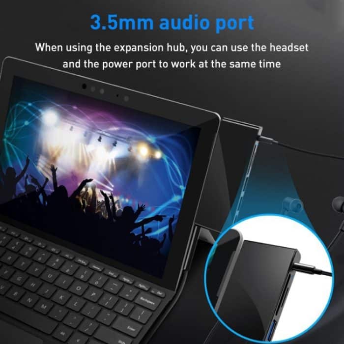 Rocketek SGO771 Type-C auf USB2.0 / 3,5 mm AUX / SD / TF HUB-Adapter für Surface Pro GO – Bild 3