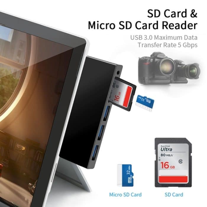 Rocketek SGO771 Type-C auf USB2.0 / 3,5 mm AUX / SD / TF HUB-Adapter für Surface Pro GO – Bild 5