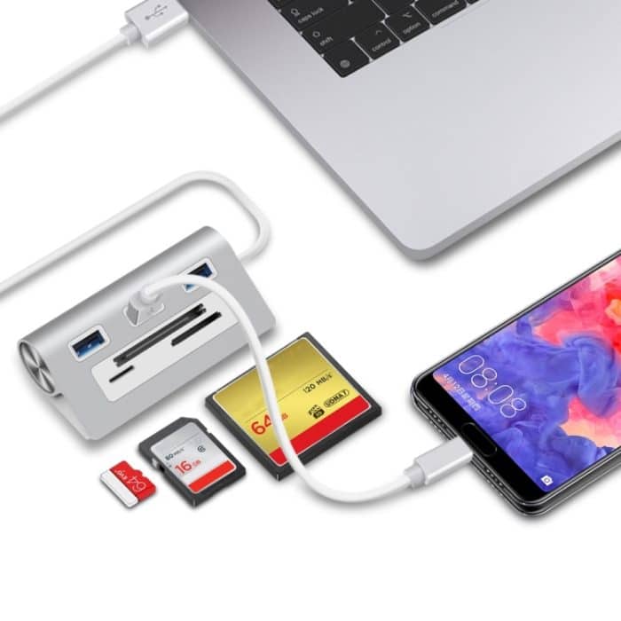 Rocketek HC423 USB3.0 x 3 + SD/TF/CF Kartenleser HUB Adapter – Bild 5