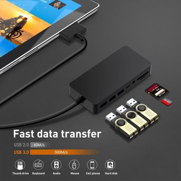 Rocketek SH701 11 in 1 1000M RJ45 / USB 3.0 HUB Adapter für Surface Pro 5/6 – Bild 7