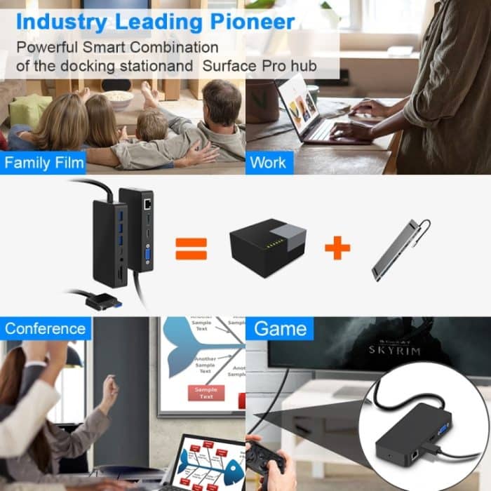 Rocketek SH702 11 in 1 USB 3.0 HUB Adapter mit RJ45 für Surface Laptop 1/2 – Bild 7