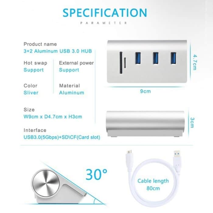 Rocketek HUB-3PC2 Hochgeschwindigkeits-USB 3.0-Splitter-HUB-Adapter – Bild 3