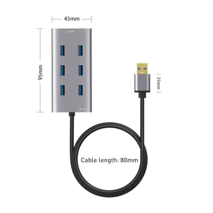 7 Ports USB 3.0 zu USB 3.0 HUB, Kabellänge: 80 cm – Bild 2