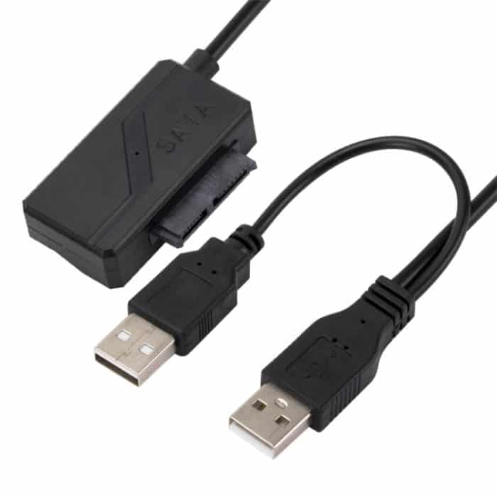 SATA zu USB 2.0 Adapterkabel Optisches Laufwerkskabel mit Netzteil – Bild 1
