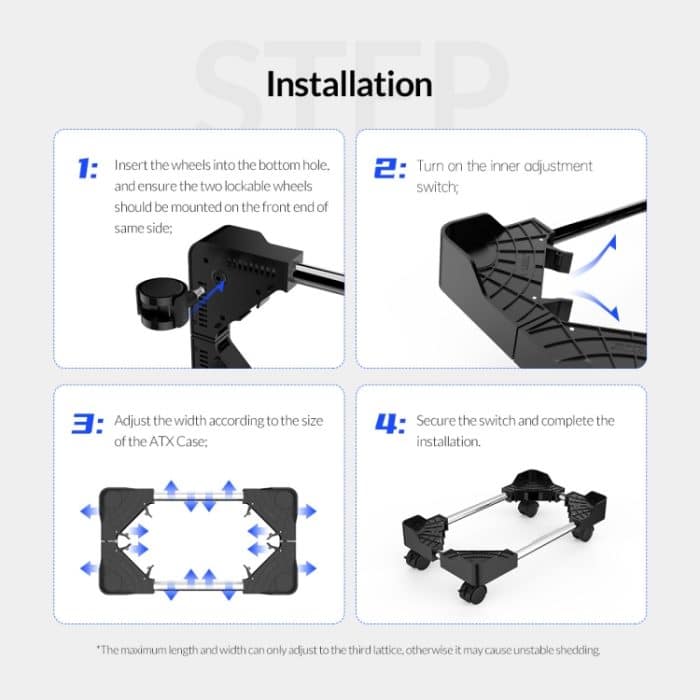 ORICO CPB4-BK-BP Computer-Host-Halterung mit Rollen, CPB4-BK-BP – Bild 10