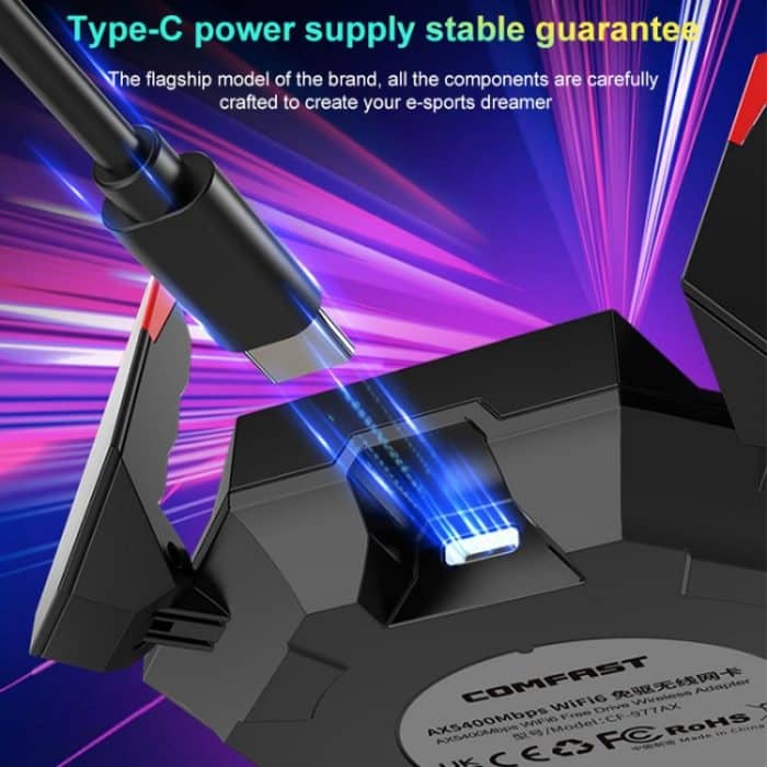 COMFAST CF-977AX 5400 Mbit/s Tri-Band Wireless-Netzwerkkarte WiFi6 Typ-C-Adapter – Bild 12