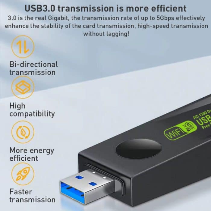 1300 Mbit/s Dual-Frequenz-USB-Netzwerkadapter, WLAN-Sender und Empfänger – Bild 5