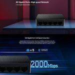 Tenda SG105M Alle Gigabit-Ports Hochgeschwindigkeitsnetzwerk 5-Port-Ethernet-Switch 1000 Mbit/s Fast LAN HUB – Bild 5