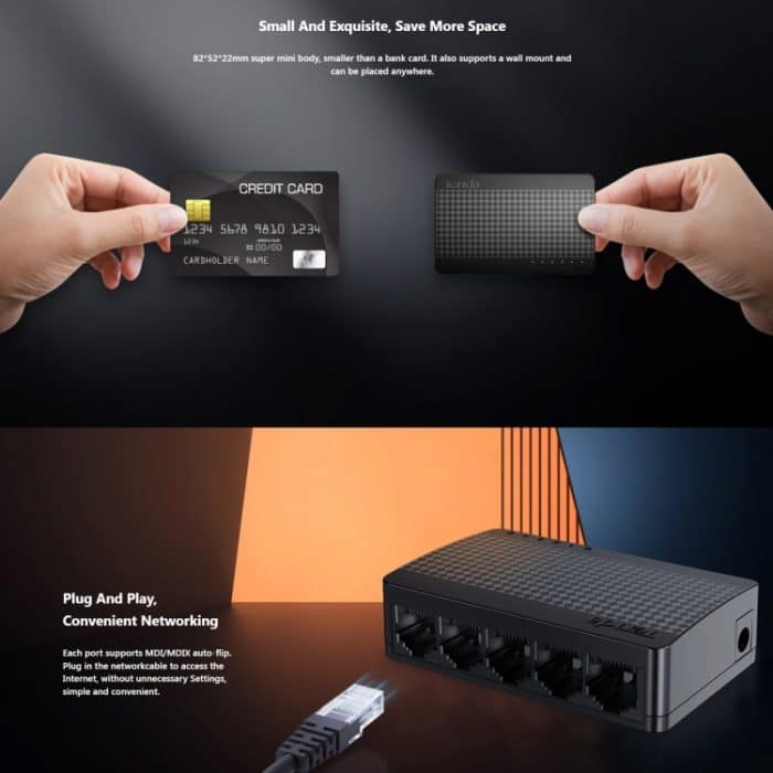 Tenda SG105M Alle Gigabit-Ports Hochgeschwindigkeitsnetzwerk 5-Port-Ethernet-Switch 1000 Mbit/s Fast LAN HUB – Bild 6