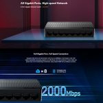 Tenda SG108M All-Gigabit-Ports Hochgeschwindigkeitsnetzwerk 8-Port-Ethernet-Switch 1000 Mbit/s Fast LAN HUB – Bild 4