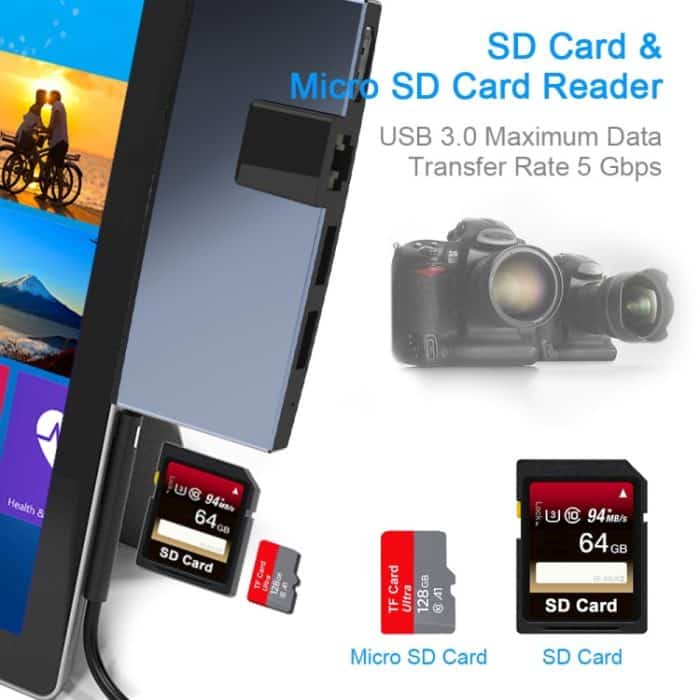 Rocketek SUR758 6-in-1-USB-3.0-/4K-HDMI-/SD-/TF-HUB-Adapter – Bild 6