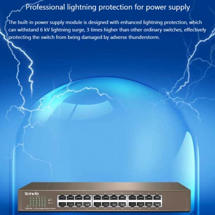 Tenda TEG1024D Desktop v7.0 24-Port-Gigabit-Ethernet-Switch 6KV Lightning Protect – Bild 6