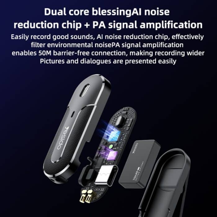 YESIDO KR16 2-in-1 kabelloses Lavalier-Mikrofon, 8-poliger Empfänger mit Ladebox – Bild 4