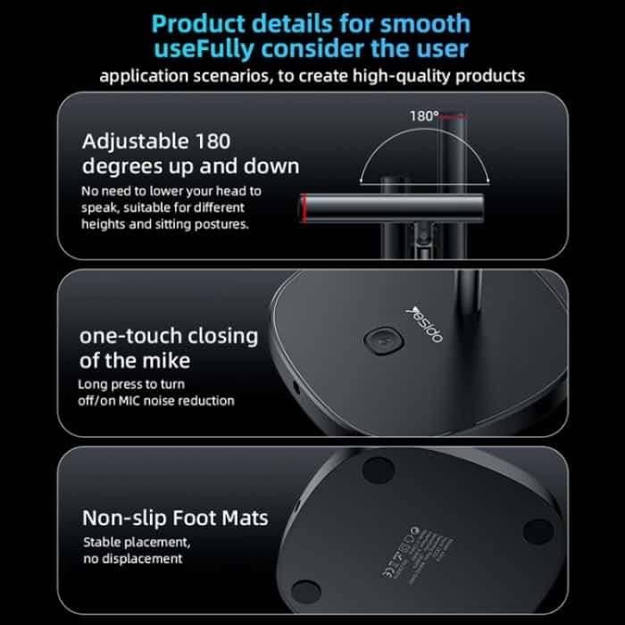YESIDO KR18 360 Grad omnidirektionales Desktop-Mikrofon mit Geräuschunterdrückung und USB-Unterdrückung – Bild 4