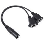 3-poliger XLR-Stecker auf 2 x RJ45-Buchse, Ethernet-LAN-Netzwerk-Verlängerungskabel, Kabellänge: 30 cm, 3-pin XLR Male to 2 x RJ45 Female