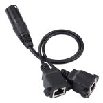 3-poliger XLR-Stecker auf 2 x RJ45-Buchse, Ethernet-LAN-Netzwerk-Verlängerungskabel, Kabellänge: 30 cm, 3-pin XLR Male to 2 x RJ45 Female – Bild 2