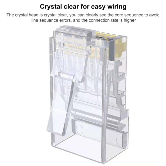 100 Stück Cat5e RJ45-Steckverbinder, ungeschirmter Pass-Through-Modularstecker, Gold: 3u – Bild 6