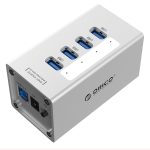ORICO A3H4 Aluminium High Speed 4 Ports USB 3.0 HUB mit 12V/2,5A Netzteil für Laptops, 4 Ports (Silver) – Bild 2