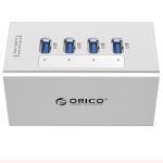 ORICO A3H4 Aluminium High Speed 4 Ports USB 3.0 HUB mit 12V/2,5A Netzteil für Laptops, 4 Ports (Silver) – Bild 4