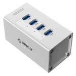 ORICO A3H4 Aluminium High Speed 4 Ports USB 3.0 HUB mit 12V/2,5A Netzteil für Laptops, 4 Ports (Silver) – Bild 6